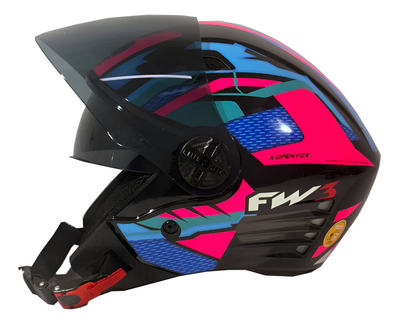 Capacete Aberto FW3 X Open UP Fox Com óculos escuro Interno
