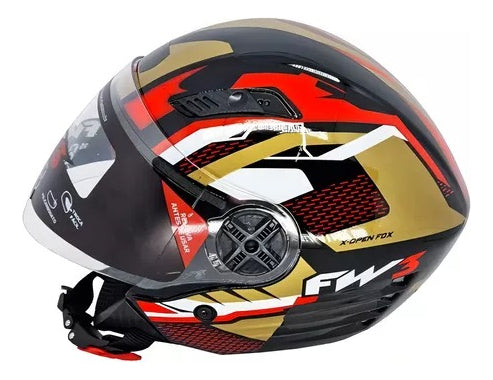 Capacete Aberto FW3 X Open UP Fox Com óculos escuro Interno