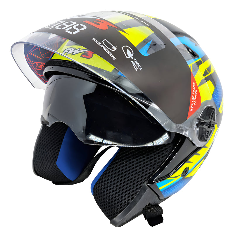 Capacete Aberto FW3 X Open UP Fox Com óculos escuro Interno