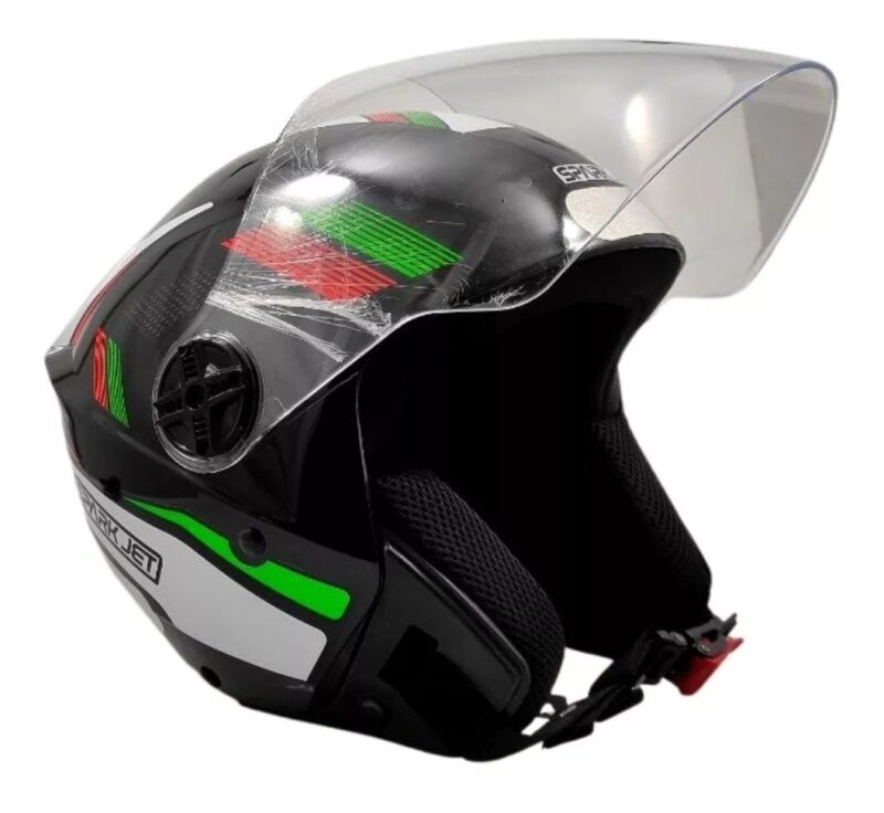 Capacete Aberto EBF Spark Jet Sting Brilhante Preto - Imagem 2