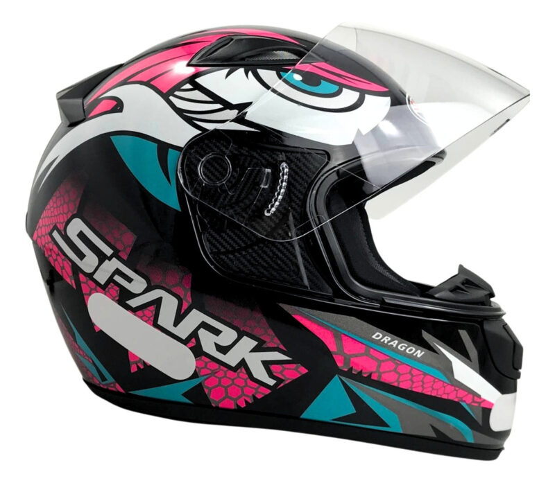 Capacete Para Moto Integral EBF New Spark Dragon Com viseira e Narigueira - Imagem 2
