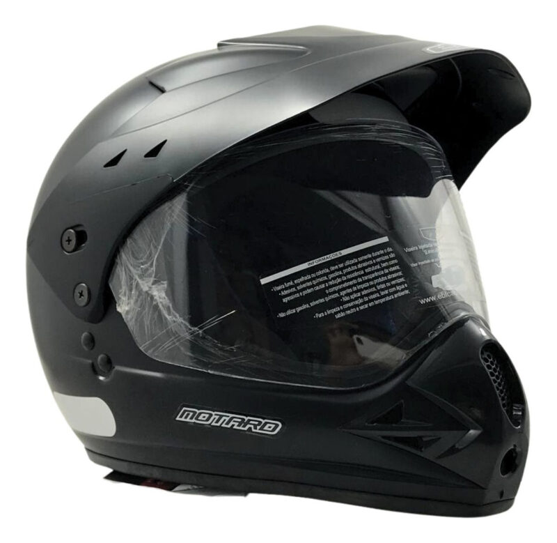 Capacete Moto Motocross Fechado Com Viseira EBF Motard Solid - Imagem 2