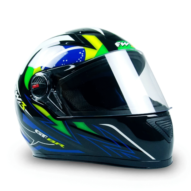 Capacete Fechado FW3 GTN BRASIL Viseira Cristal Preto Brilhante - Imagem 3