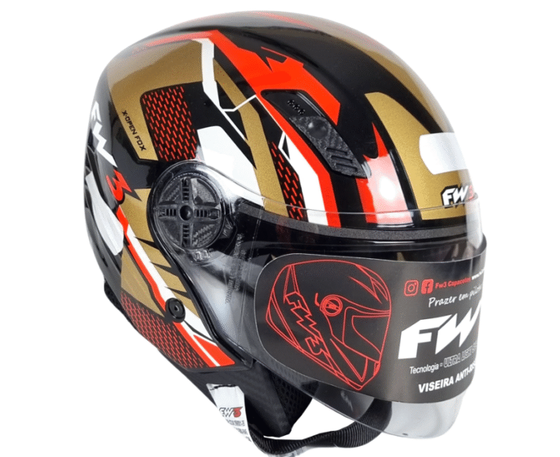 Capacete Aberto FW3 X Open UP Fox Com óculos escuro Interno - Imagem 6