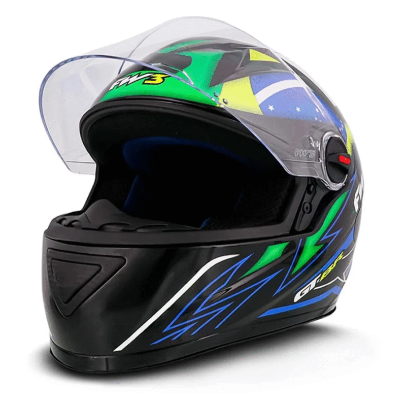 Capacete Fechado FW3 GTN BRASIL Viseira Cristal Preto Brilhante - Imagem 6