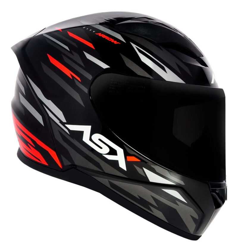Capacete Para Moto Integral Asx City Arrow Preto Brilhante - Imagem 5