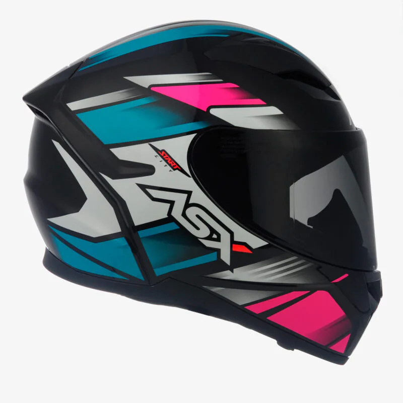 Capacete Para Moto Integral Asx Start Colorido Brilhante - Imagem 2